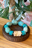 Aqua Verde Amazonite & Turquoise Magnesite Coral Chunky Bracelet