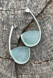 Sea Green & Silver J-Hoop Earrings
