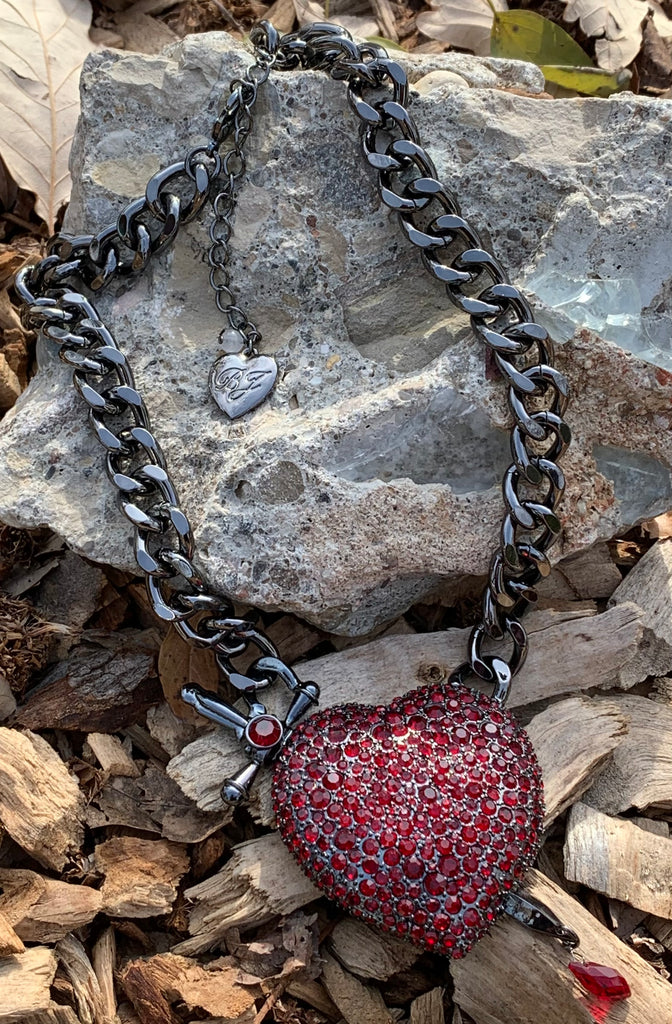 Large Sword-Pierced Heart Necklace