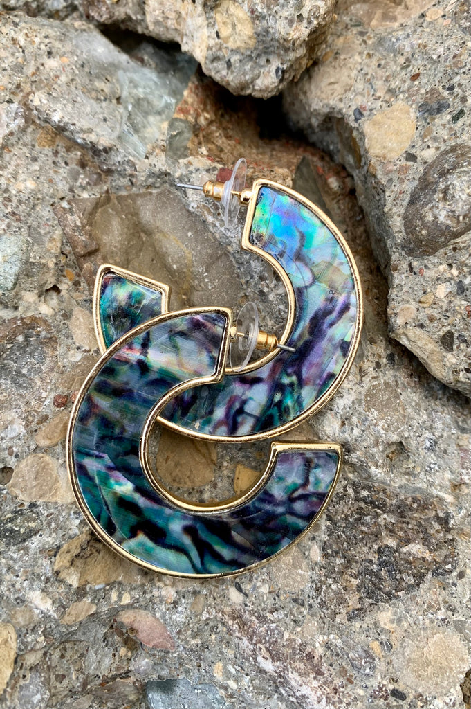 Abalone & Bronze Hoop Earrings