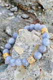 Faceted Gray Jade and Gold Bracelet