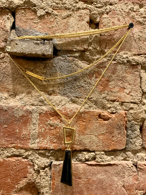 Vince Camuto Tropical Equinox Black Goldstone Pendant Necklace
