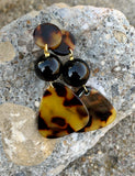 Barse Tortoise & Black Onyx Drop Post Earrings