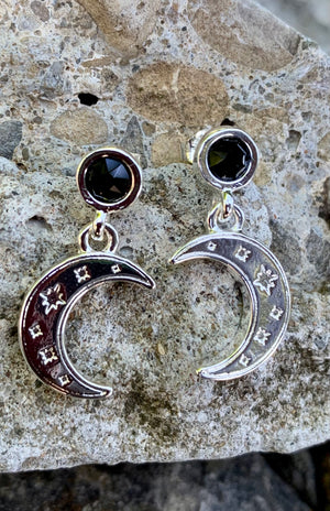 Alex and Ani Moon + Crystal Delicate Sterling Silver Earrings