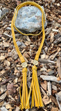 Patricia Nash Cara Distressed Yellow Leather Lariat Braided Necklace