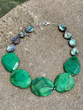 Barse Abalone Green Onyx Slab Sterling Silver Necklace