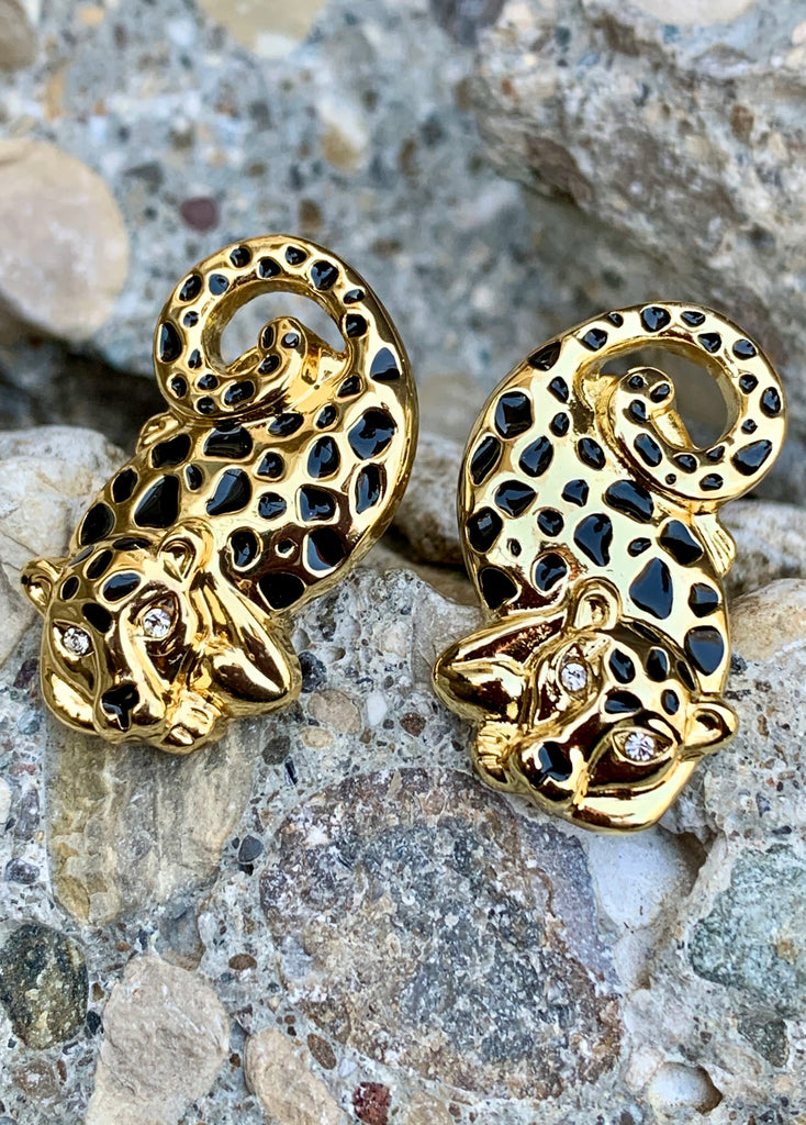 Lilly Pulitzer Cheetah Gold-Toned Leopard Cat Stud Earrings