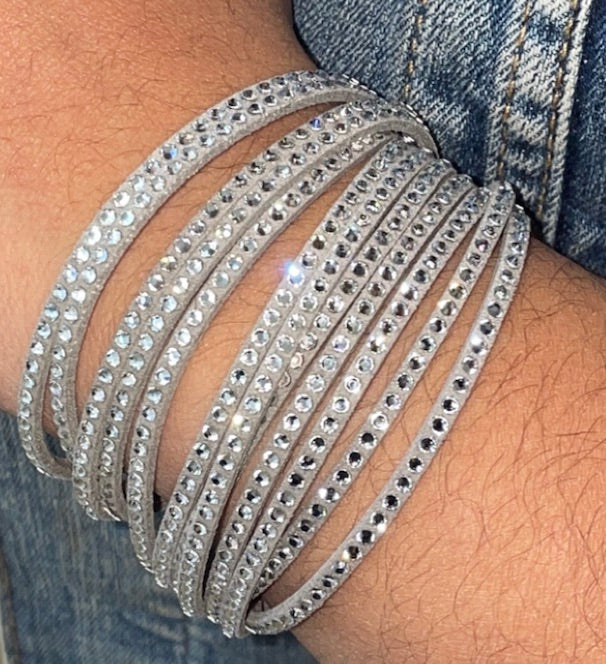 SWAROVSKI Multi-Layer Crystal Slake Gray Wrap Bracelet