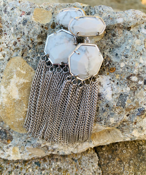 Kendra Scott "Tae" White Howlite Stone Drop Earrings