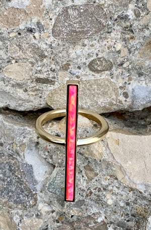 Kendra Scott "Reggie" Hot Pink Opal Gold Cocktail Ring Size 8