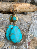 Lucky Brand Turquoise Stone Drop Metallic Dangle Earrings