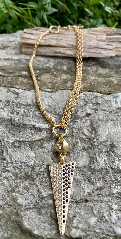 Pave Dagger Pendant Choker Necklace