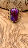 Purple Turquoise Design & Bronze Aztec Ring Size 7