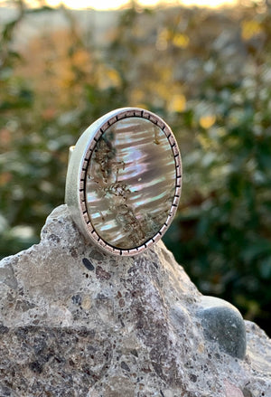 Abalone Cocktail Ring Size 7.5