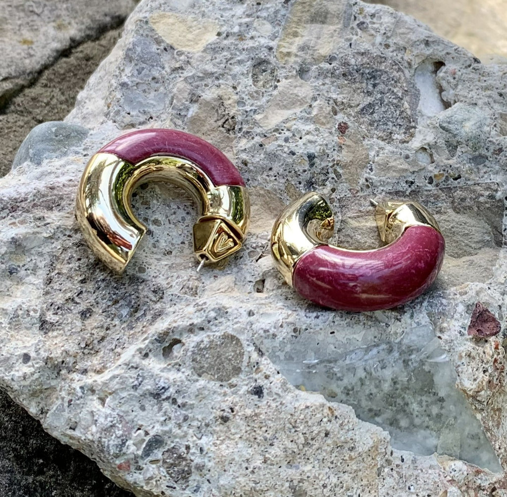 Vince Camuto Reconstructed Semi-Precious Stone Hoop Earrings