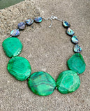 Barse Abalone Green Onyx Slab Sterling Silver Necklace