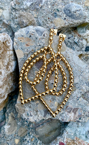 Gold Beaded Linear Double Drop Earrings