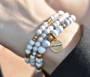 Alex and Ani Lunar Phase Howlite Beaded Stretch Bracelet