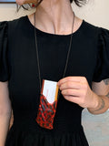 "Hold Your Cards" Red & Black Checkered Purse Necklace