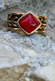 Red Howlite & Bronze Single Stack Ring