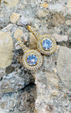 Vince Camuto Gold Tone Round Pave CZ Drop Earrings