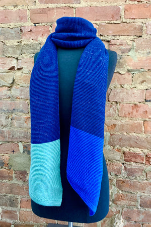 Vince Camuto Tri-Color Medieval Blue Colorblock Scarf