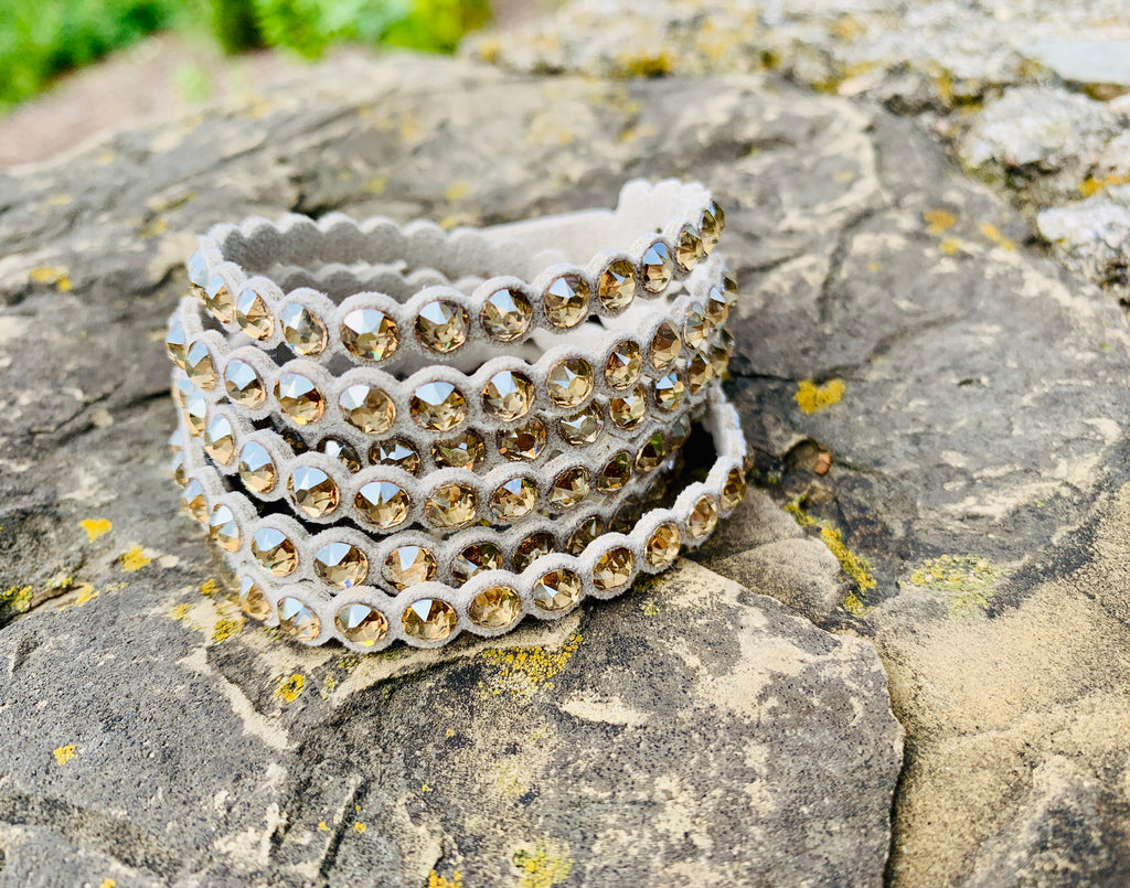 Swarovski Beige Crystal Multi-Strap Power Collection Fabric Bracelet