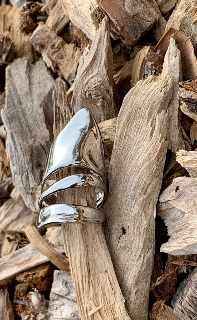 Silver Liquid Armor Ring Size 6 3/4