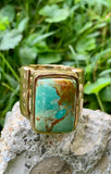 Turquoise & Bronze Statement Ring Size 8
