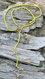 Betsey Johnson Yellow "Lucky" Star Slider Chain Necklace
