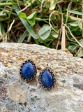 Blue Lapis & Bronze Stud Earrings