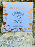 Alex and Ani "Mom Because I Love You" Silver Rafaelian Bangle Bracelet