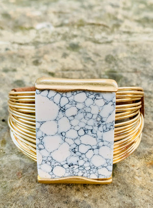 Robert Lee Morris Soho Geometric Multi-Row Stone Wire Cuff Bracelet