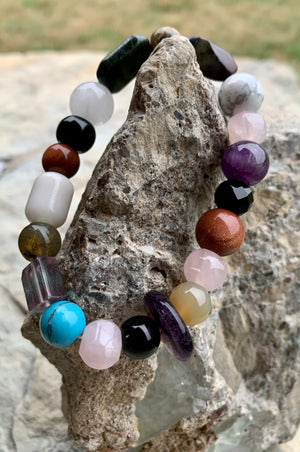 Gemstone Multi-Shape Multi-Color Stretch Bracelet