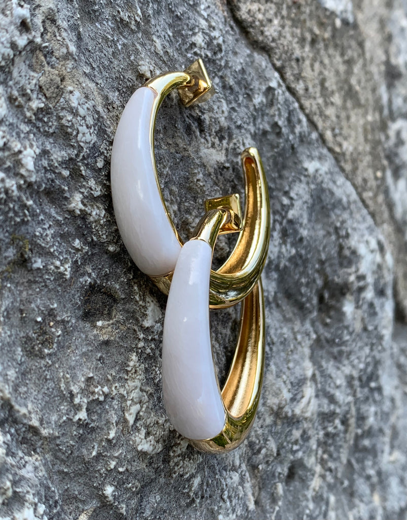 Thorns & Horns Semi-Precious Stone and Gold Hoop Earrings