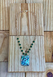 Emerald Green Abalone Pendant Bronze Necklace