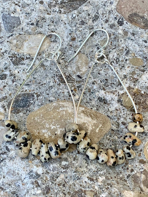 Dalmatian Jasper & Sterling Silver Forward Facing Hoop Earrings