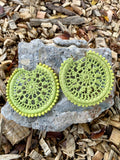 Vince Camuto Green Crochet Hoop Earrings