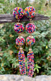 Multi-Color Marci Beaded Tassel Linear Statement Earrings