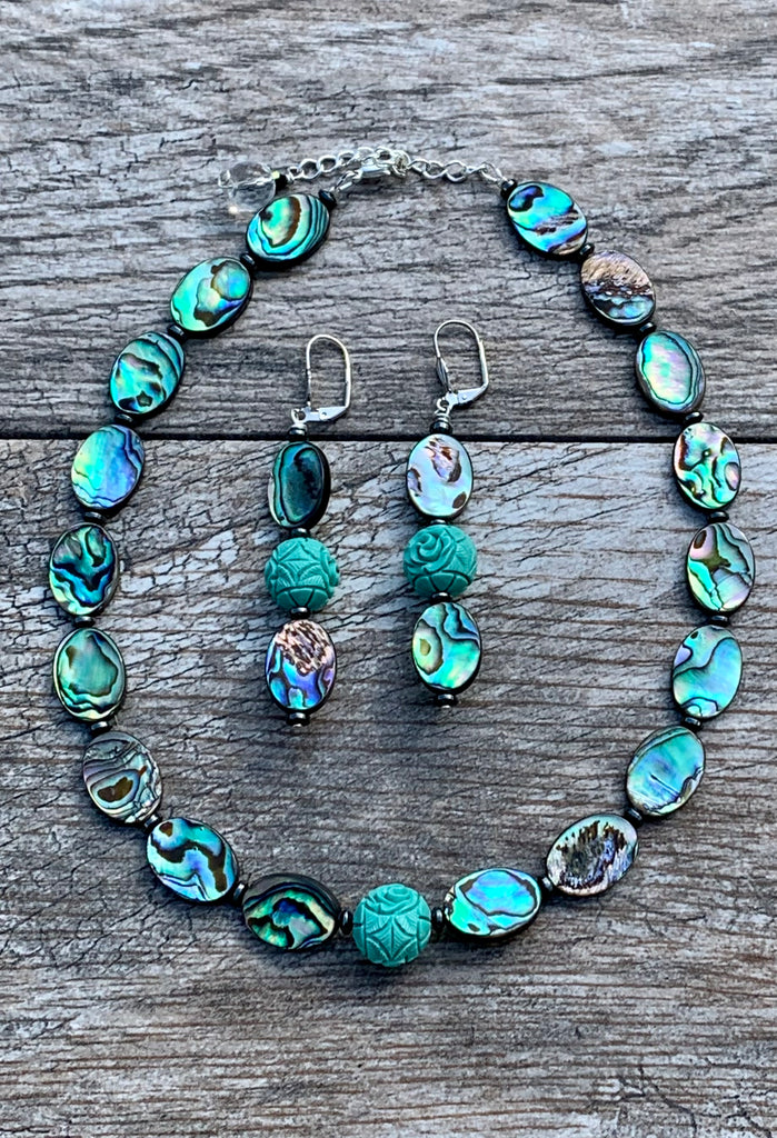 "Take Me to the Beach" Abalone & Turquoise Magnesite Choker Necklace