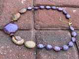 Purple Jasper, Quartz & Bronze Necklace