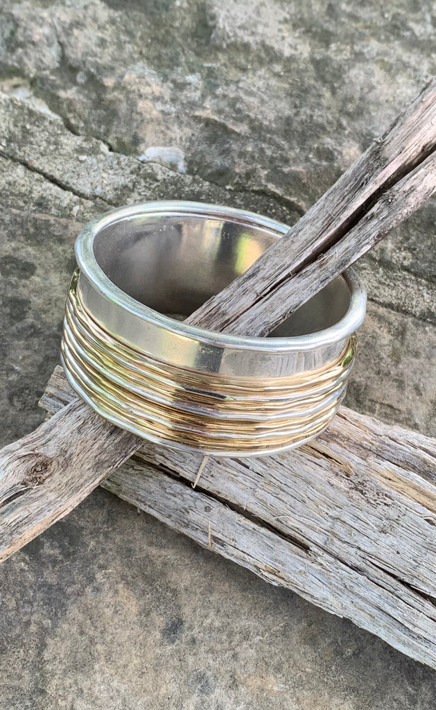 Gold Filled Hammered Wire Bangle ~ 7.5