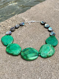Barse Abalone Green Onyx Slab Sterling Silver Necklace