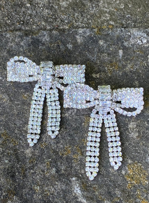 Wrap in a Bow Rhinestone Earrings