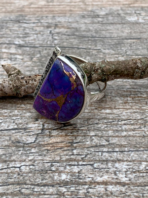 Purple Turquoise & Sterling Silver Ring Size 7