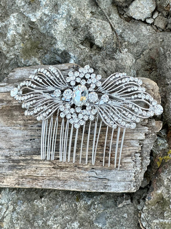 Silver Diamante Bridal Hair Comb