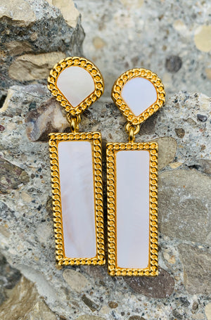 Vince Camuto Worn Gold Mother of Pearl Drop Earrings