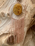 Barse Copper Coated Beaded Hematite Necklace With Drusy Pendant & Fringe Chain