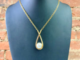 Vince Camuto Gold Tone Twist Pearl Pendant Necklace