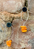 Orange Jasper & Sterling Silver Beaded Drop Earrings